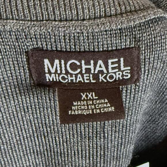 NWT Michael Michael Kors Sweater Men Charcoal Gray Quarter Zip Wool Blend Sz XXL - Picture 4 of 7